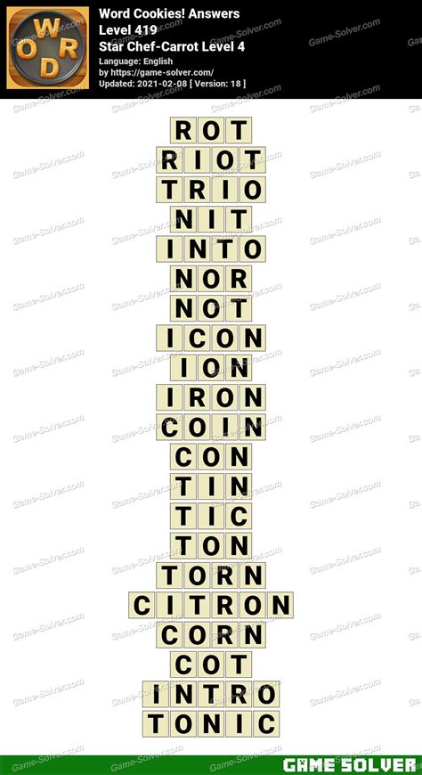 Word Cookies Carrot Level 4 Answers .